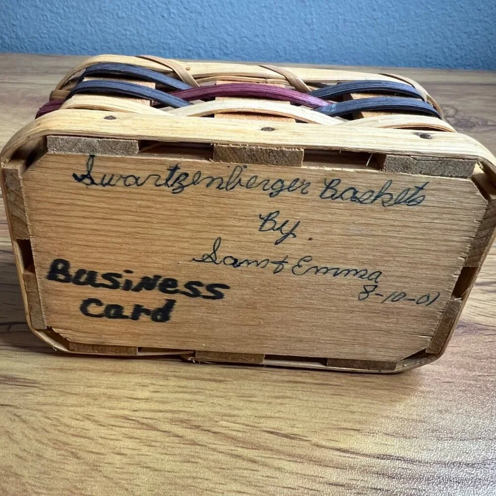 Swartzenberger Basket Vintage 2001 Signed Business‎ Card Holder Small Handmade